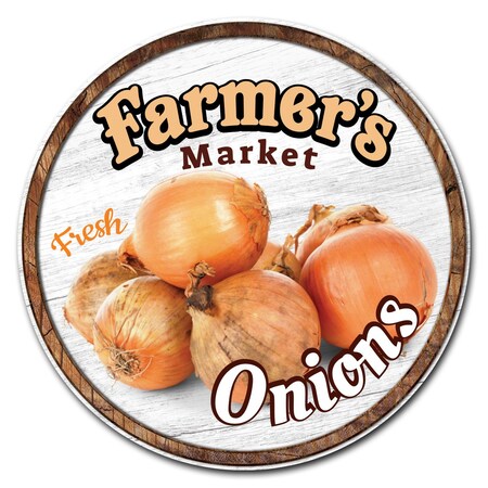 Signmission Corrugated Plastic Sign With Stakes 24in Circular-Farmers Market Onions, C-24-CIR-WS-Onions C-24-CIR-WS-Onions